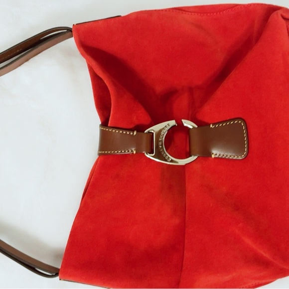 Dooney & Bourke Derby Suede Hobo - New Women | Color: Red/Gold | - Picture 7 of 13